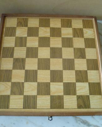 Scacchiera legno dama, tria , oca, cavalli  vintag