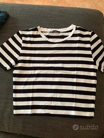 t-shirt zara righe bianche e nere