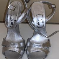 Sandali pelle argento tacco 11 taglia 34