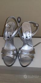 Sandali pelle argento tacco 11 taglia 34