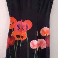ABITO TUBINO NERO CON STAMPA FIORI