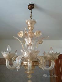 Lampadario in vetro di Murano a 6 bracci