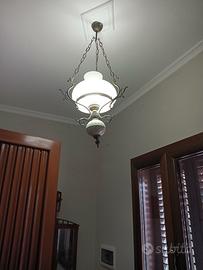 lampadario in vetro e bronzo 