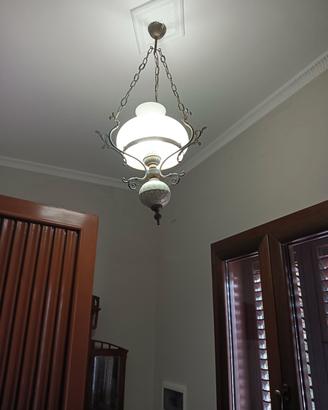 lampadario in vetro e bronzo 