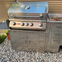 Barbecue Bull Angus + supporto su ruote inox