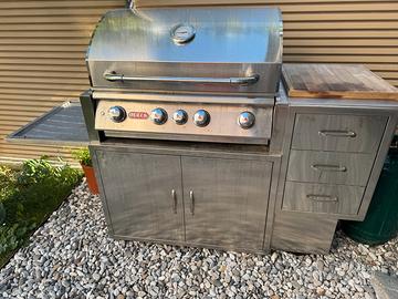 Barbecue Bull Angus + supporto su ruote inox