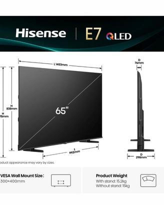 HISENSE - Smart TV QLED 65" 4K Ultra HD 65E79Q-NER