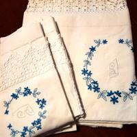 3 lenzuola con pizzo a mano 