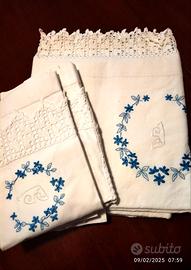 3 lenzuola con pizzo a mano 