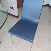 4 sedie Bontempi in pelle, con schienale alto, blu