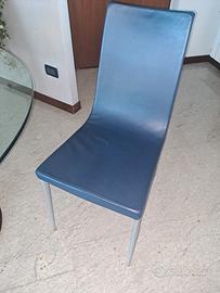 4 sedie Bontempi in pelle, con schienale alto, blu