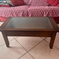 Tavolino da Salotto in Legno con Piano in vetro