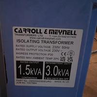 Trasformatore Carroll & M 3kVA primario e sec 230V