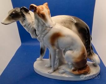 Due levrieri o borzoi vintage in porcellana tedesc