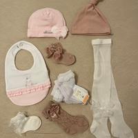 Set neonata calze/cappellini/bavaglino