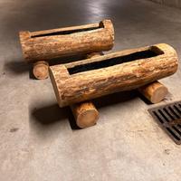 Fioriera in legno scortecciata