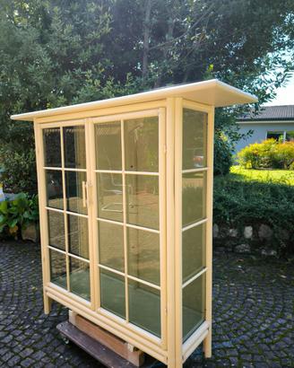 Vetrina rattan laccato avorio