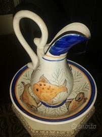 Set Lavabo Vintage Brocca e Catino Ceramica