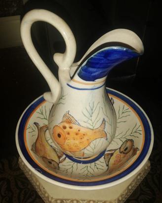 Set Lavabo Vintage Brocca e Catino Ceramica