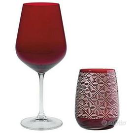 Set bicchieri acqua rossi con serigrafia