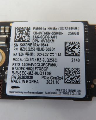 Hard disk stato solido SSD Samsung 256GB M.2 2230