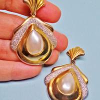 ARGENTO 925 placcato oro orecchini vintage barocco