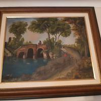Quadro - su tela - Ponte a tre archi sul Tevere