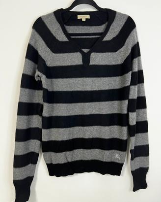 Maglione burberry M jersey cashmere scolo v nero