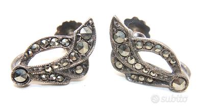 Antichi e splendidi orecchini argento marcasite