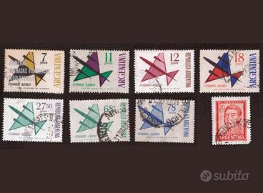 Francobolli Argentina anni '60, timbrati, 7+1 pz
