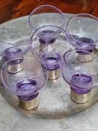 set 6 bicchieri cognac Sergio Asti Con Base argent