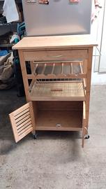 Carrello cucina portaffettatrice in legno