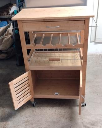 Carrello cucina portaffettatrice in legno
