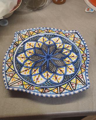 Piatto maiolica arabesco decorato a mano 