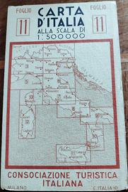 CARTINE D'ITALIA VINTAGE 1:500000 DEL 1937 - CTI