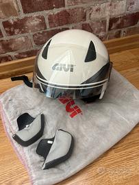 Casco da moto Givi bianco con occhiali da sole