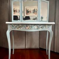 Scrivania consolle con specchio vintage rinnovato