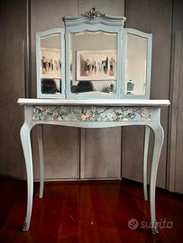 Scrivania consolle con specchio vintage rinnovato