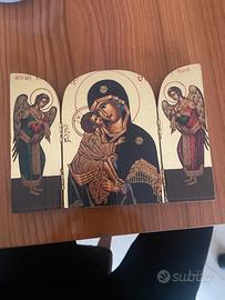 Trittico religioso bizantino in legno