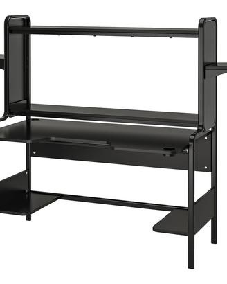 Scrivania gaming IKEA FREDDE nera con ripiani
