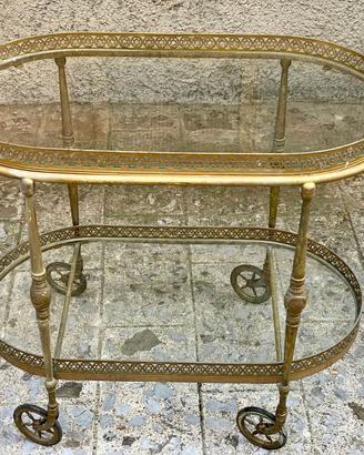Carrello Bar Vintage in Ottone e Vetro anni 50/60