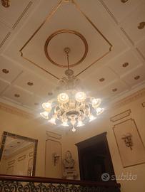 Lampadario Vetro Murano e Oro 10+6 Luci