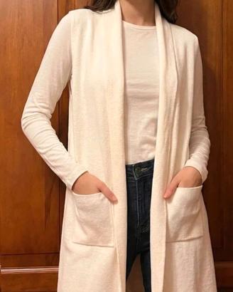 Gilet Lungo Donna Bianco con Frange Stile Boho S