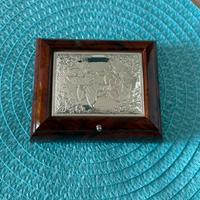 Scatola vintage in legno e argento