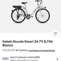 bici italwin nuvola smart 27 tv 8,7ah bianca