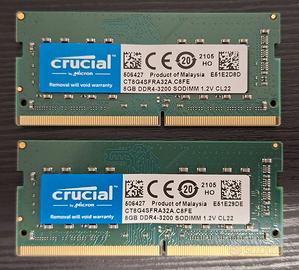 RAM DDR4-3200 SODIMM CRUCIAL KIT 16GB (8x2)