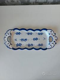 Piatto rettangolare in cradica toni blu