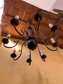 Lampadario sospensione ottone 8 braccia vintage