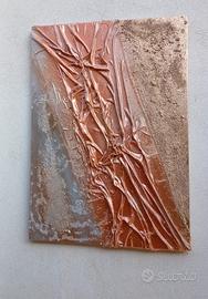 Quadro moderno astratto effetto rilievo rame/oro–