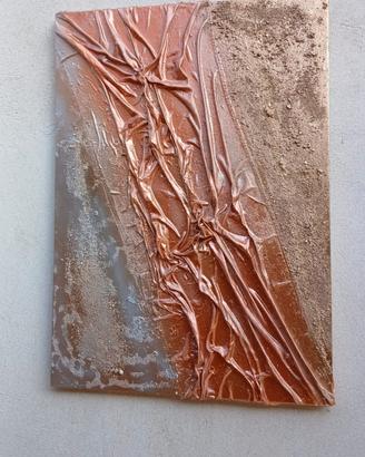 Quadro moderno astratto effetto rilievo rame/oro–
